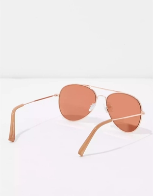 Lunettes de Soleil American Eagle AEO Classiche Rose Gold Aviator Rose Doré Femme | MFV-13685080